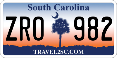 SC license plate ZRO982