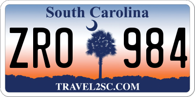 SC license plate ZRO984