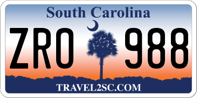 SC license plate ZRO988