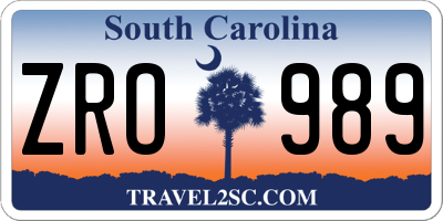 SC license plate ZRO989