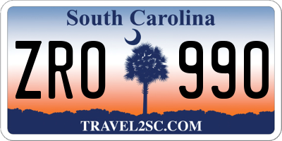 SC license plate ZRO990