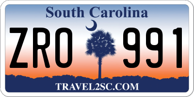 SC license plate ZRO991