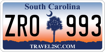 SC license plate ZRO993