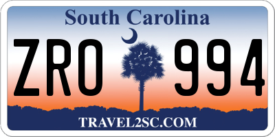 SC license plate ZRO994