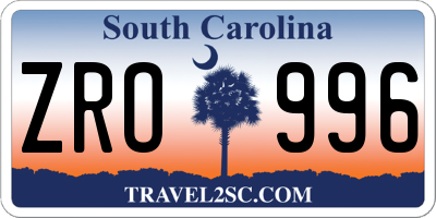 SC license plate ZRO996