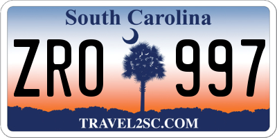 SC license plate ZRO997