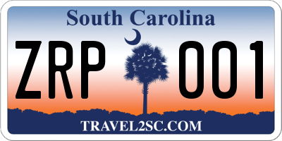SC license plate ZRP001