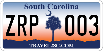 SC license plate ZRP003