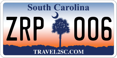 SC license plate ZRP006