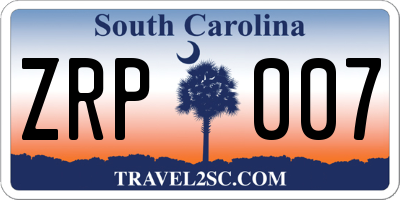 SC license plate ZRP007