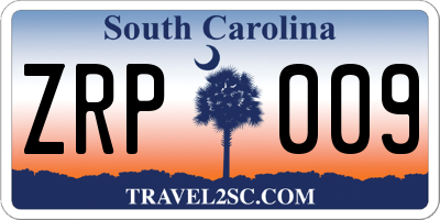 SC license plate ZRP009