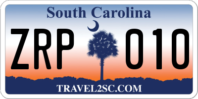 SC license plate ZRP010