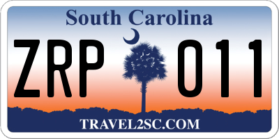 SC license plate ZRP011
