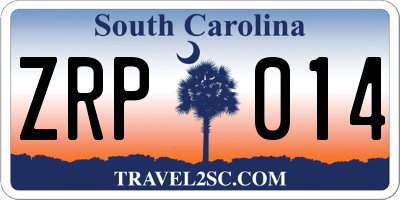 SC license plate ZRP014