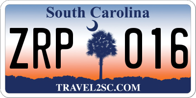 SC license plate ZRP016