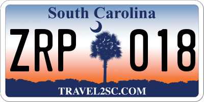 SC license plate ZRP018