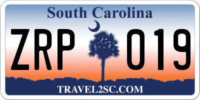 SC license plate ZRP019