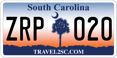 SC license plate ZRP020