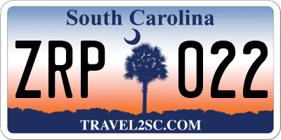 SC license plate ZRP022