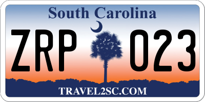 SC license plate ZRP023