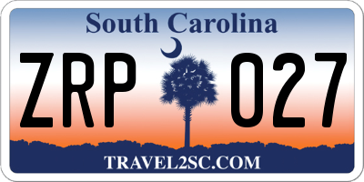 SC license plate ZRP027