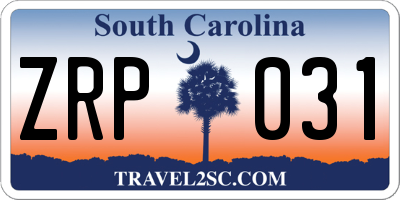 SC license plate ZRP031