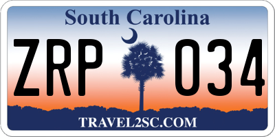 SC license plate ZRP034