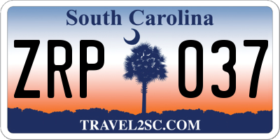 SC license plate ZRP037