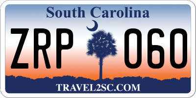 SC license plate ZRP060