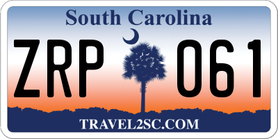 SC license plate ZRP061