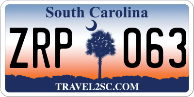 SC license plate ZRP063