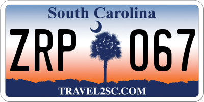 SC license plate ZRP067