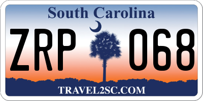 SC license plate ZRP068
