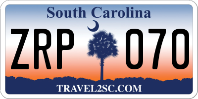 SC license plate ZRP070