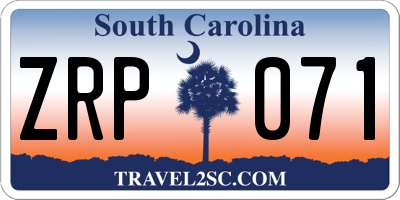 SC license plate ZRP071