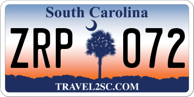 SC license plate ZRP072