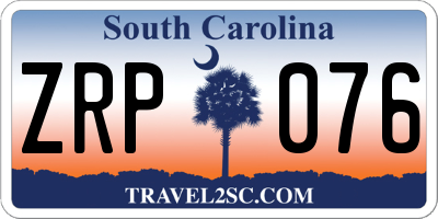 SC license plate ZRP076