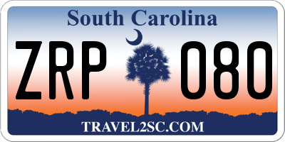 SC license plate ZRP080