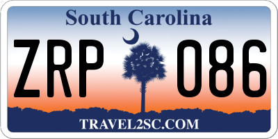 SC license plate ZRP086