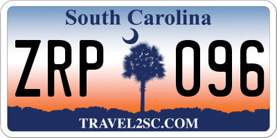 SC license plate ZRP096