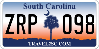 SC license plate ZRP098