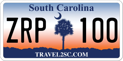 SC license plate ZRP100