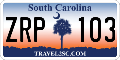SC license plate ZRP103