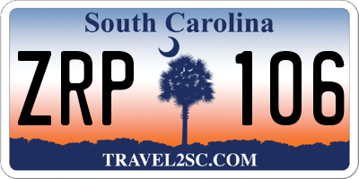 SC license plate ZRP106