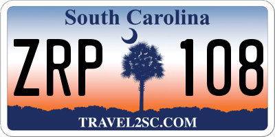 SC license plate ZRP108