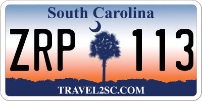SC license plate ZRP113