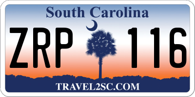 SC license plate ZRP116