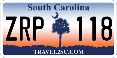 SC license plate ZRP118