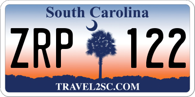 SC license plate ZRP122