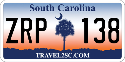 SC license plate ZRP138